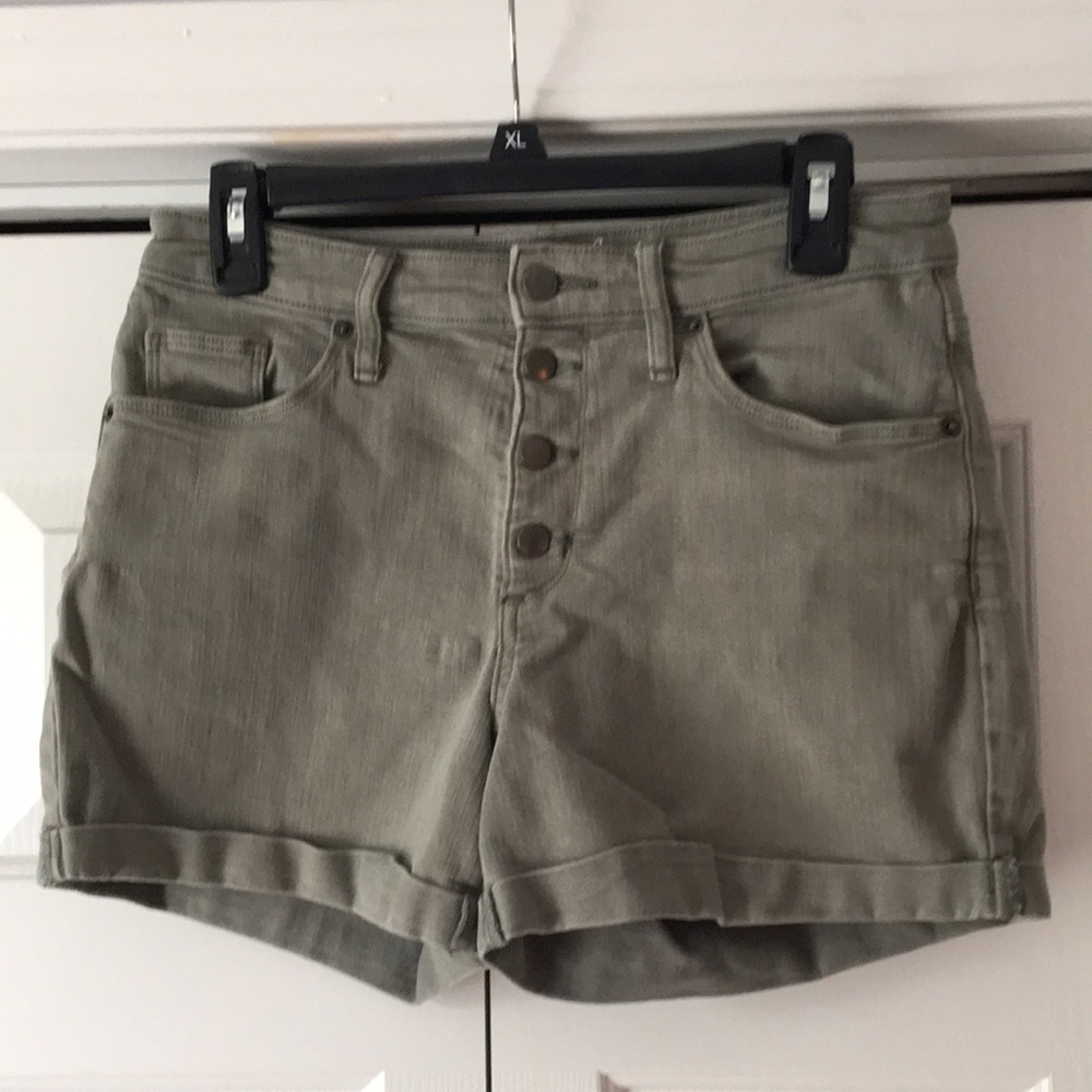 Olive green high-waisted shorts